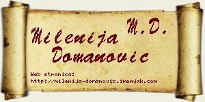 Milenija Domanović vizit kartica